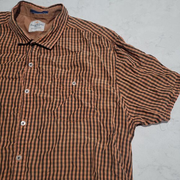 Tommy Bahama Jeans Island Crafted Lyocell Blend Pumpkin Orange Plaid Shirt EUC - Picture 5 of 11